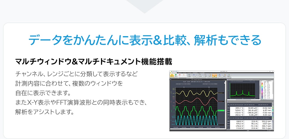 データをかんたんに表示&比較、解析もできる