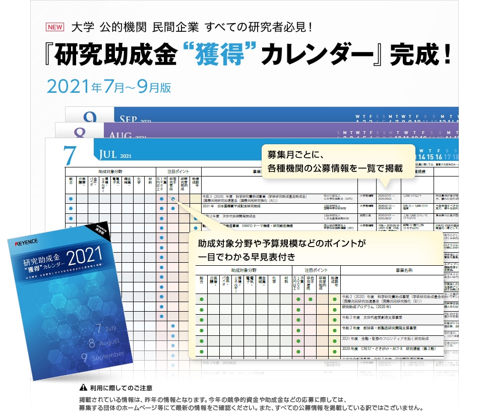 大学 公的機関 民間企業 すべての研究者必見！『研究助成金“獲得”カレンダー』完成！