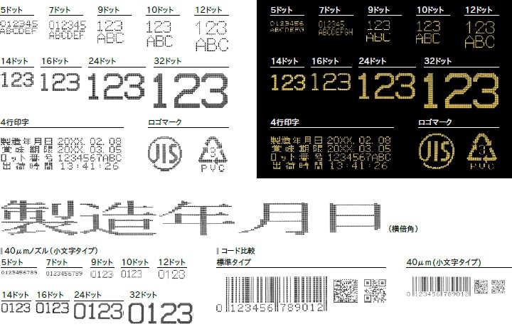 印字見本サンプル