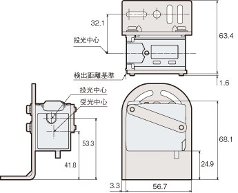 外形寸法図 : アンプ内蔵型TOFレーザセンサ | キーエンス