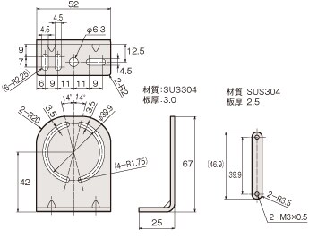 外形寸法図 : アンプ内蔵型TOFレーザセンサ | キーエンス