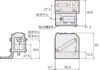 外形寸法図 : アンプ内蔵型TOFレーザセンサ | キーエンス