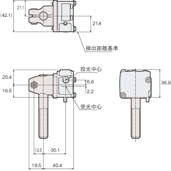 外形寸法図 : アンプ内蔵型TOFレーザセンサ | キーエンス