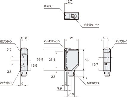 外形寸法図 : アンプ内蔵型光電センサ | キーエンス