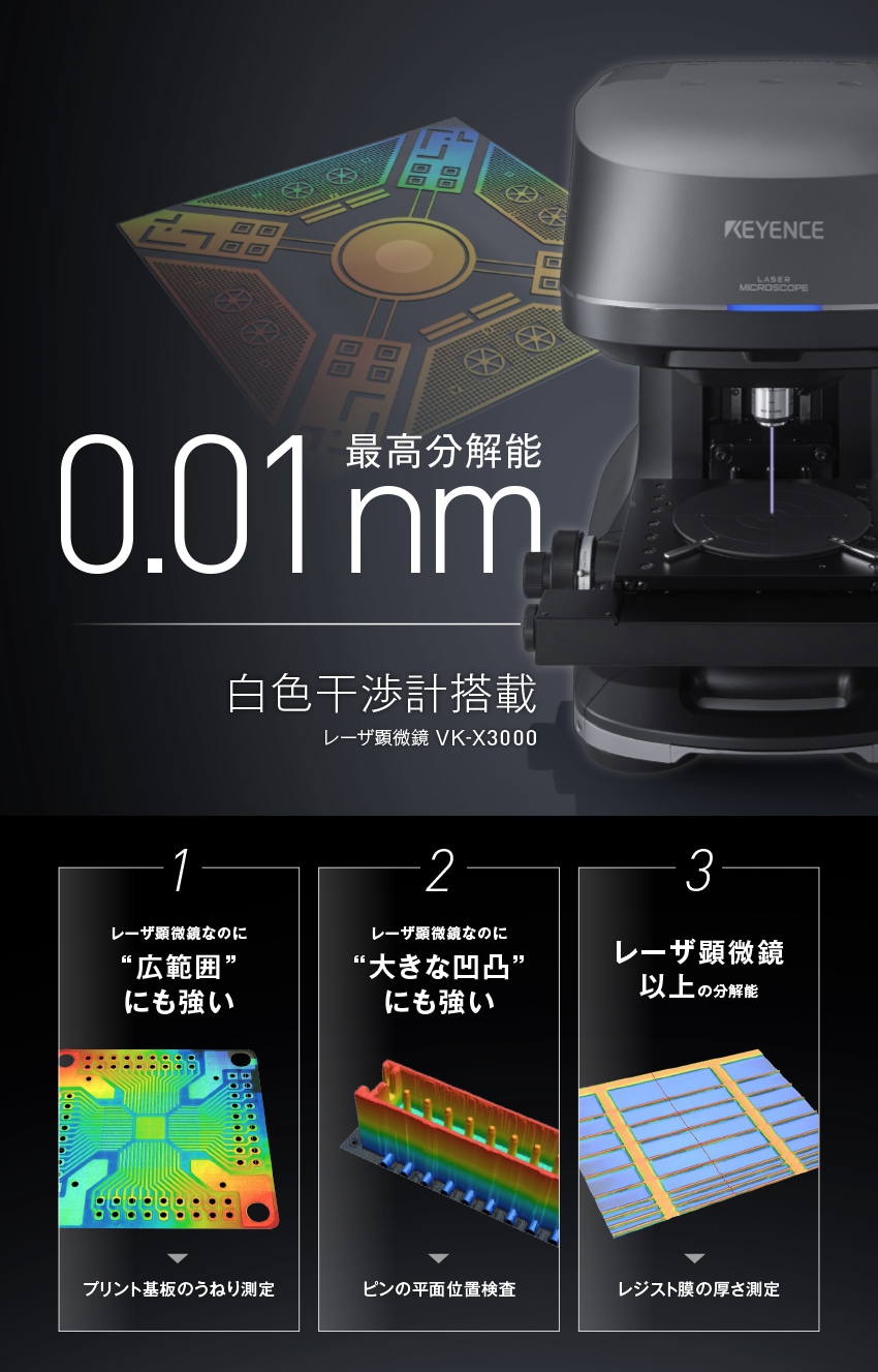 最高分解能0.01nm 白色干渉計搭載 レーザ顕微鏡 VK-X3000