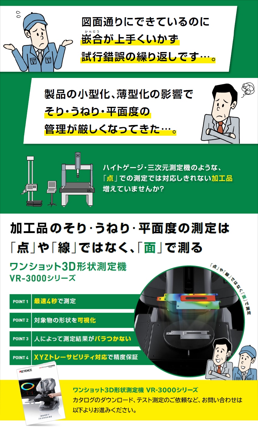 加工品のそり・うねり・平面度の測定は「点」や「線」ではなく「面」で