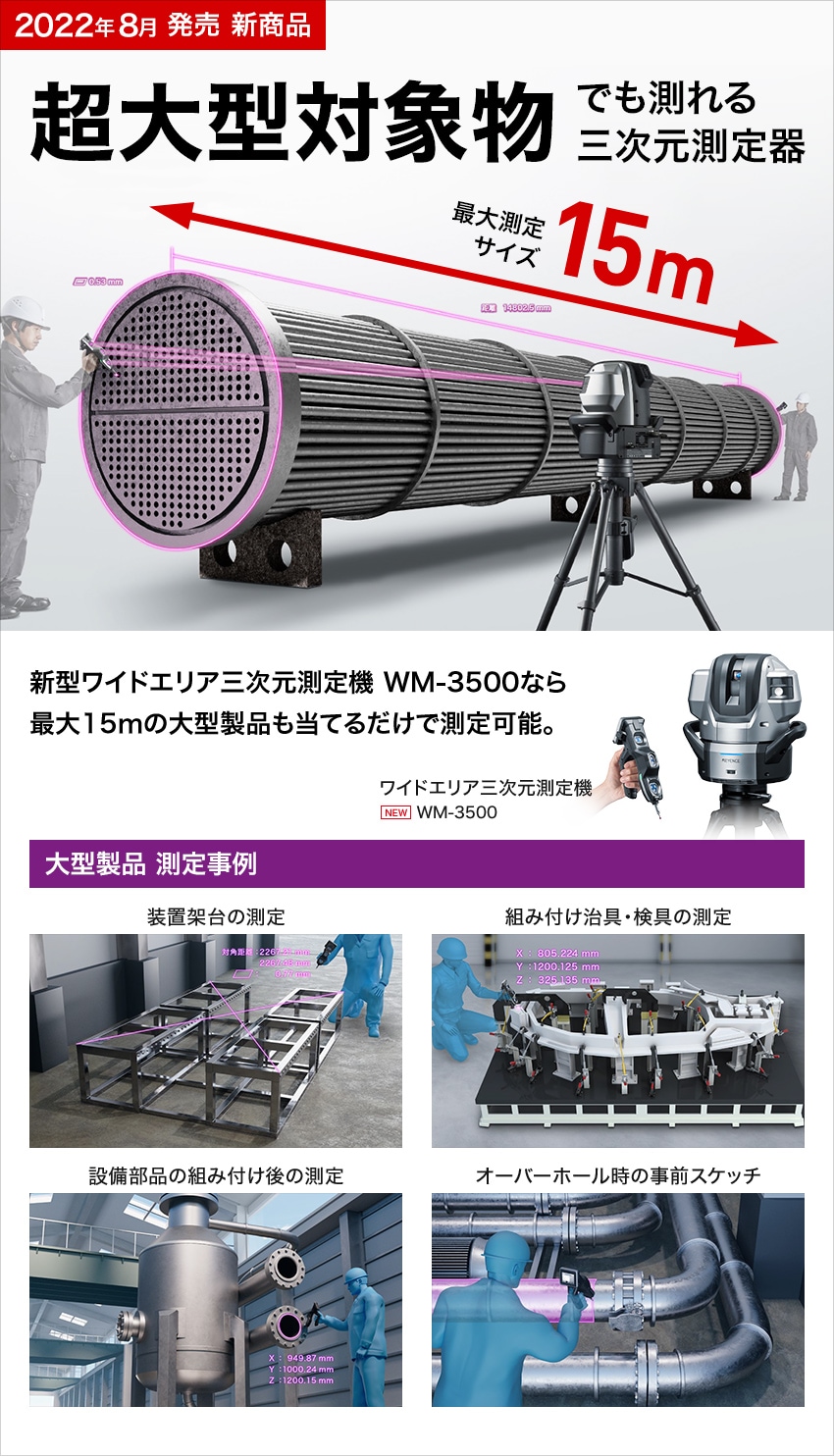 超大型対象物でも測れる三次元測定器 ワイドエリア三次元測定機「WMシリーズ」 | キーエンス