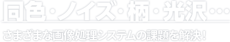 同色・ノイズ・柄・光沢・・・ さまざまな画像処理システムの課題を解決！