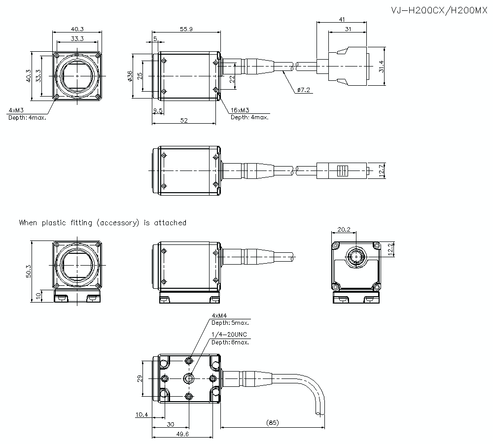 VJ-H200CX/MX Dimension