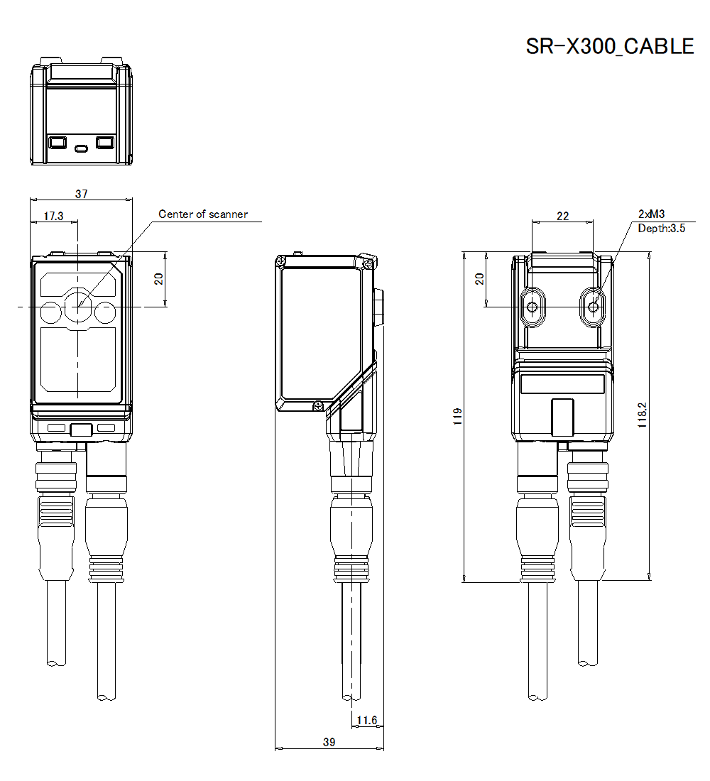 SR-X300/CABLE Dimension