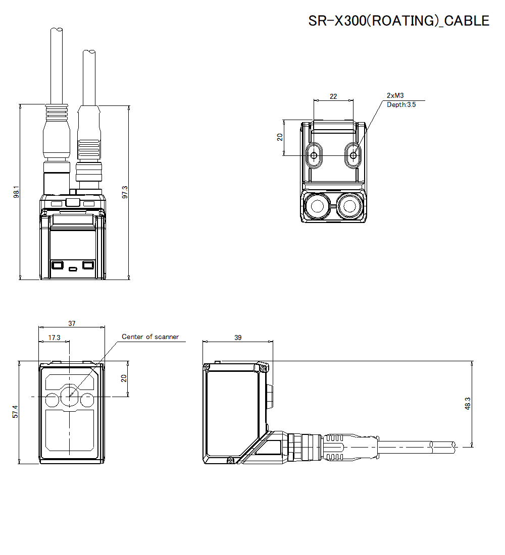 SR-X300(ROATING)/CABLE Dimension