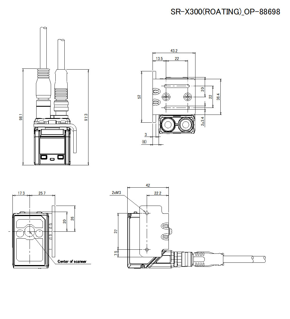 SR-X300R(ROATING)/OP-88698 Dimension