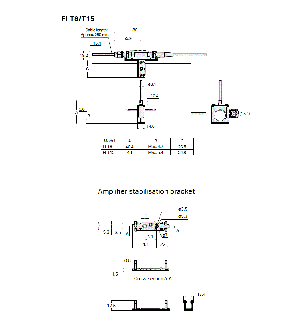 FI-T8/T15 Dimension