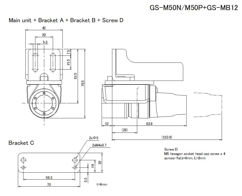 GS-M50N/M50P/MB12 Dimension