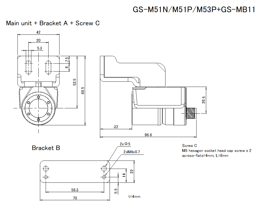 GS-M51N/M51P/M53P/MB11 Dimension