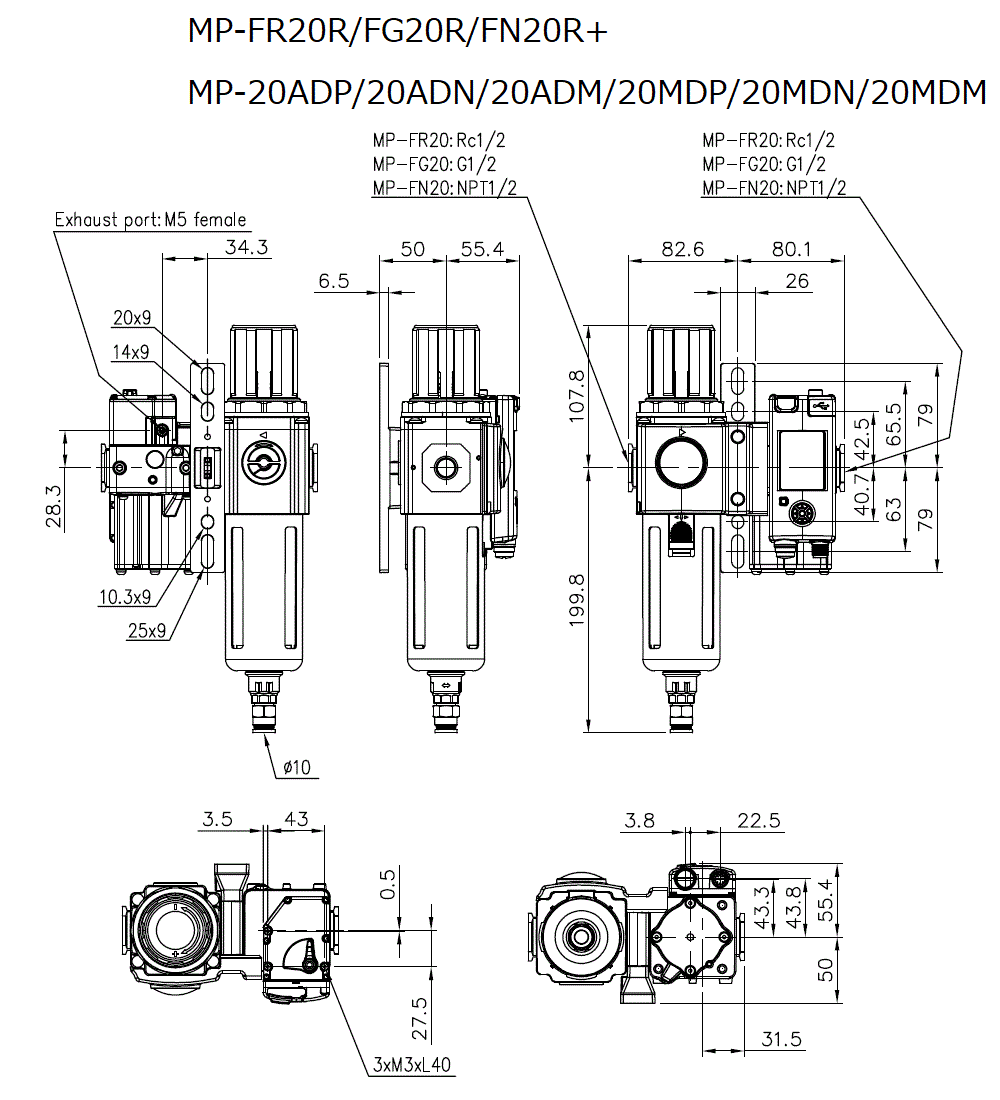 MP-FX20R/F20XDX Dimension