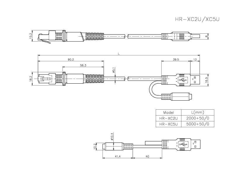 HR-XC2U/XC5U Dimension