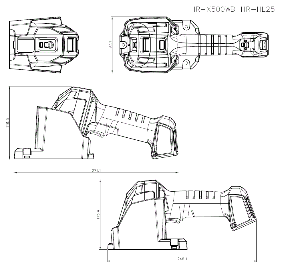 HR-X500WB/HR-HL25 Dimension