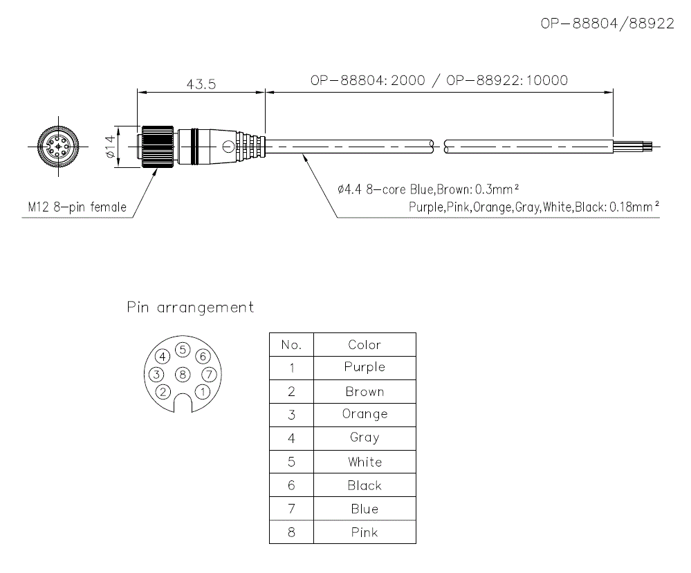 OP-88804/88922 Dimension