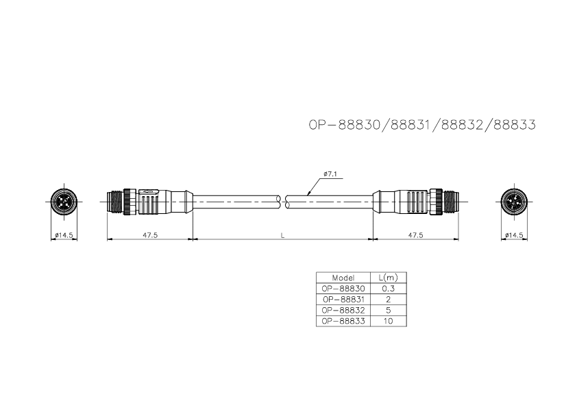 OP-88830/88831/88832/88833 Dimension