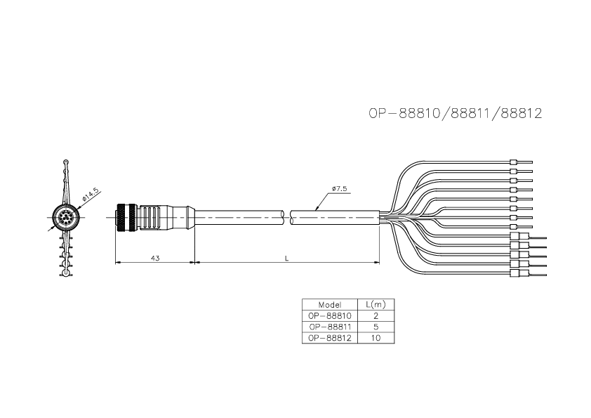 OP-88810/88811/88812 Dimension