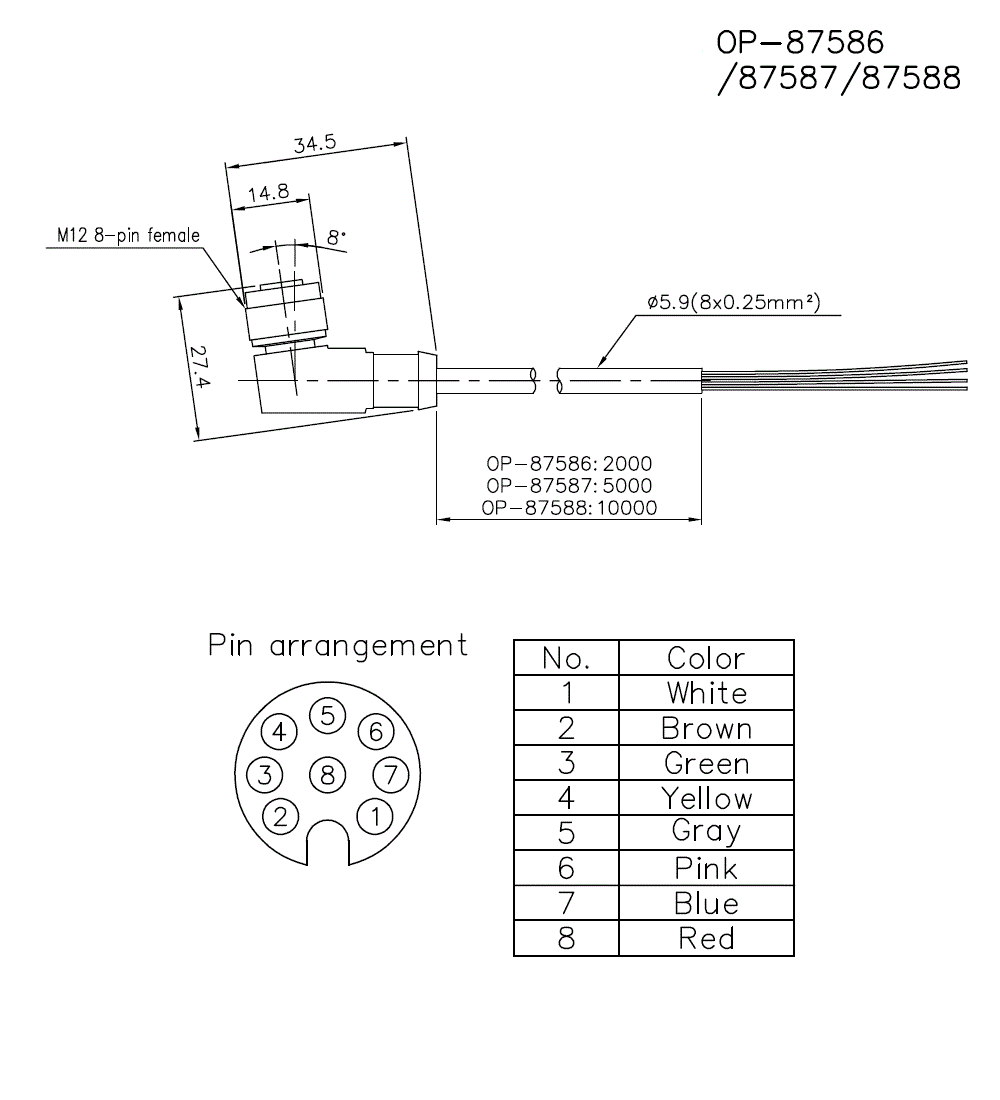 OP-87586/7/8 Dimension