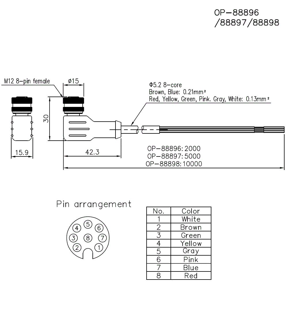 OP-88896/7/8 Dimension