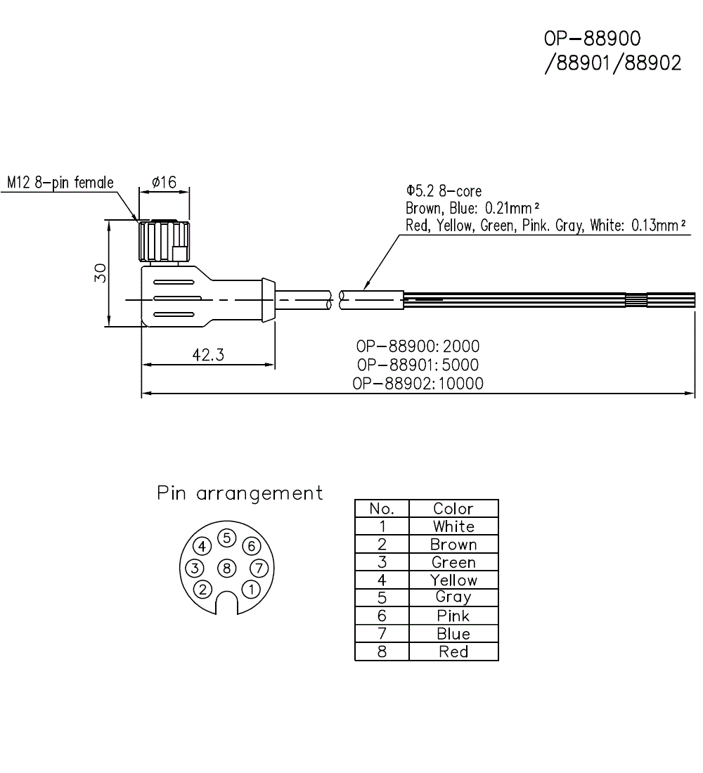 OP-88900/1/2 Dimension