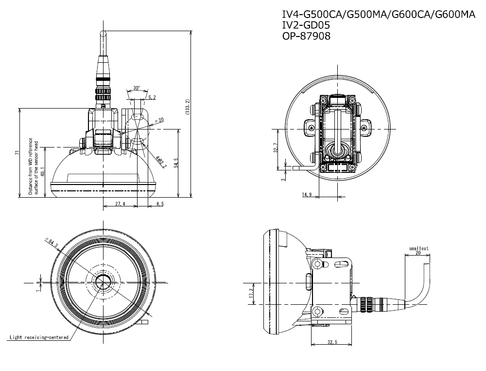 IV4-G500CA/G500MA/G600CA/G600MA/IV2-GD05/OP87908 Dimension