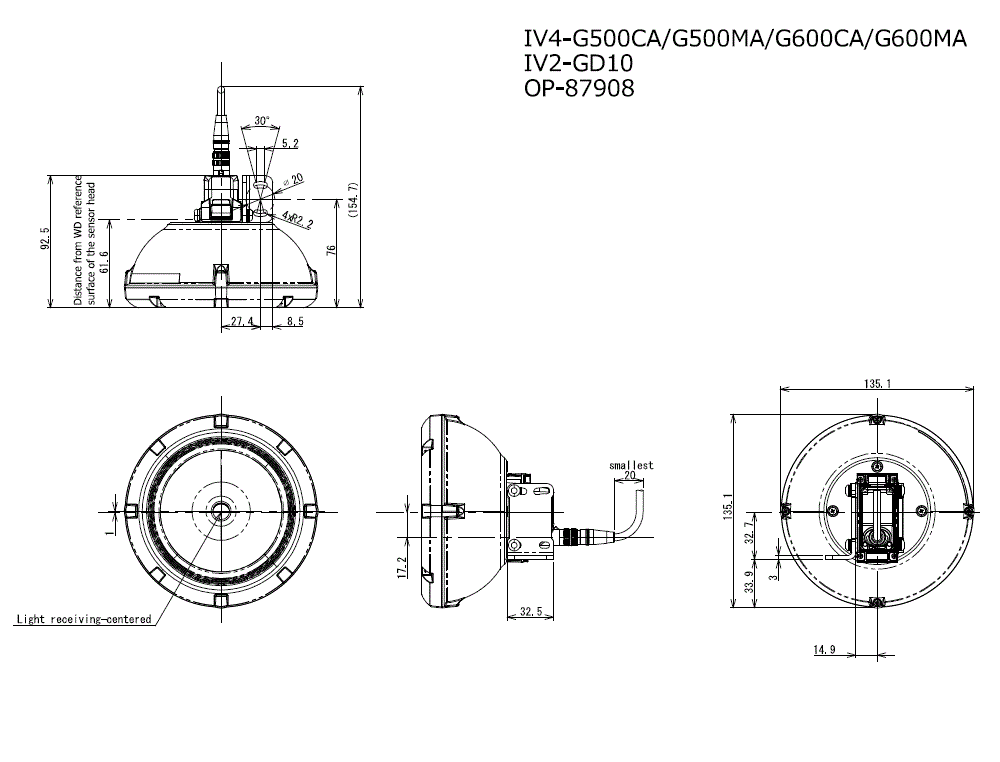 IV4-G500CA/G500MA/G600CA/G600MA/IV2-GD10/OP-87908 Dimension