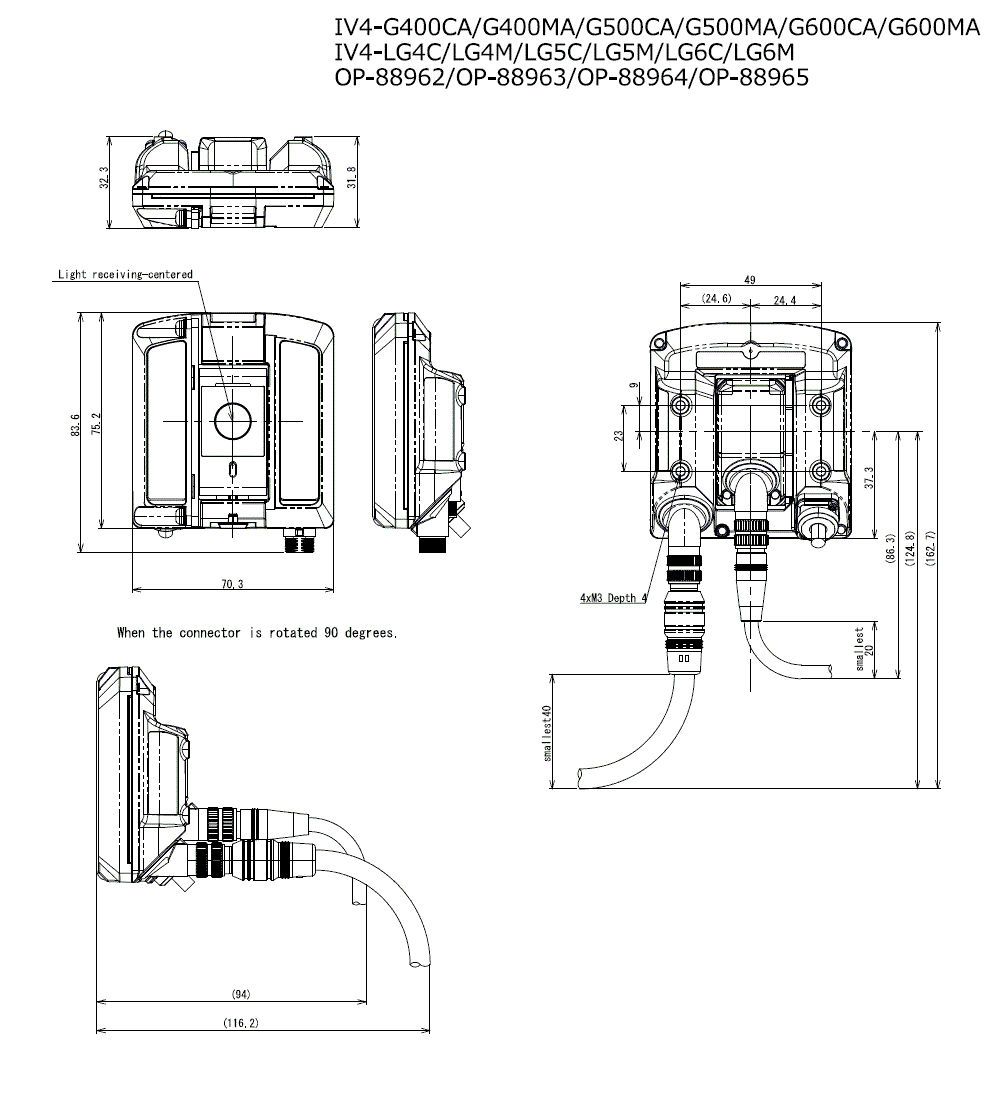 IV4-G400CA/G400MA/G500CA/G500MA/G600CA/G600MA/LG5C/LG5M/LG6C/LG6M/OP-88962/88963/88964 Dimension