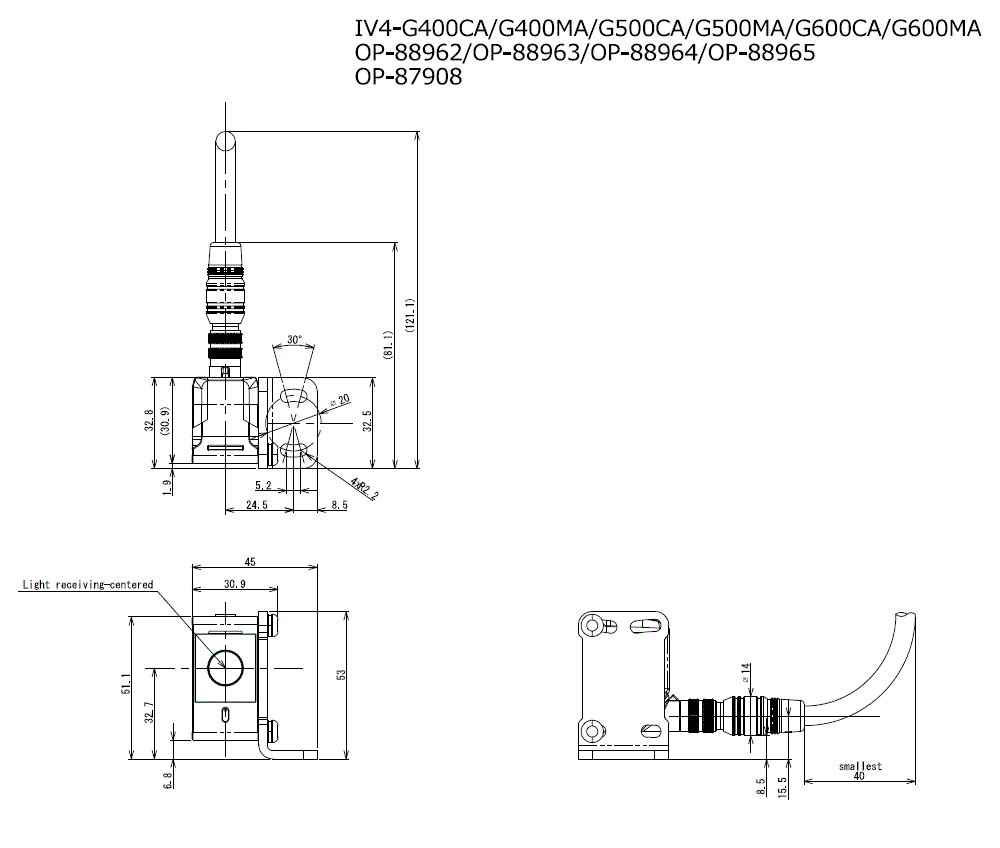 IV4-G400CA/G400MA/G500CA/G500MA/G600CA/G600MA/OP-87908/88962/88963/88964 Dimension