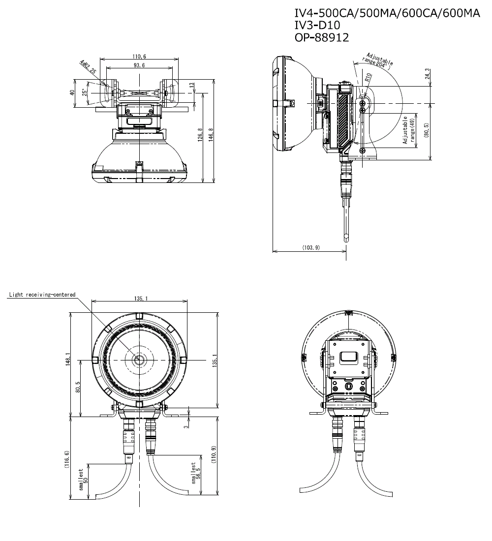 IV4-500CA/500MA/600CA/600MA/IV3-D10/OP-88912 Dimension