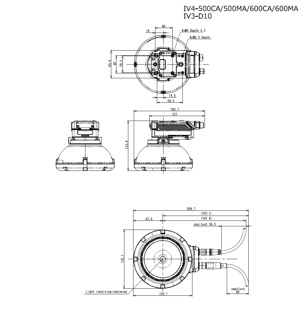 IV4-500CA/500MA/600CA/600MA/IV3-D10/OP-88654/88655/88656/88831/88832/88833/88835/88836/88837/88838 Dimension