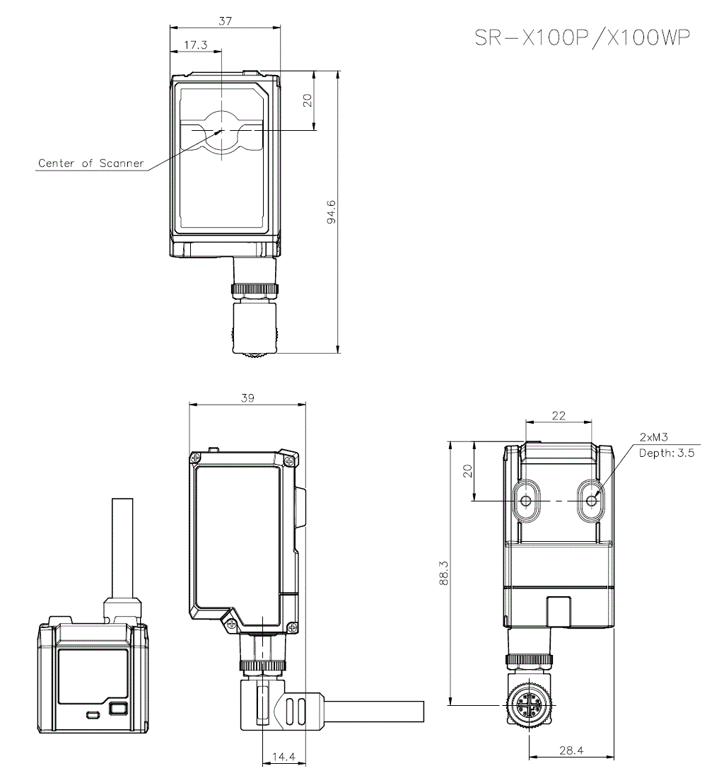 SR-X100P/L-Connector Dimension