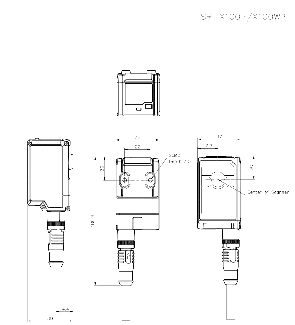 SR-X100P/Cable Dimension