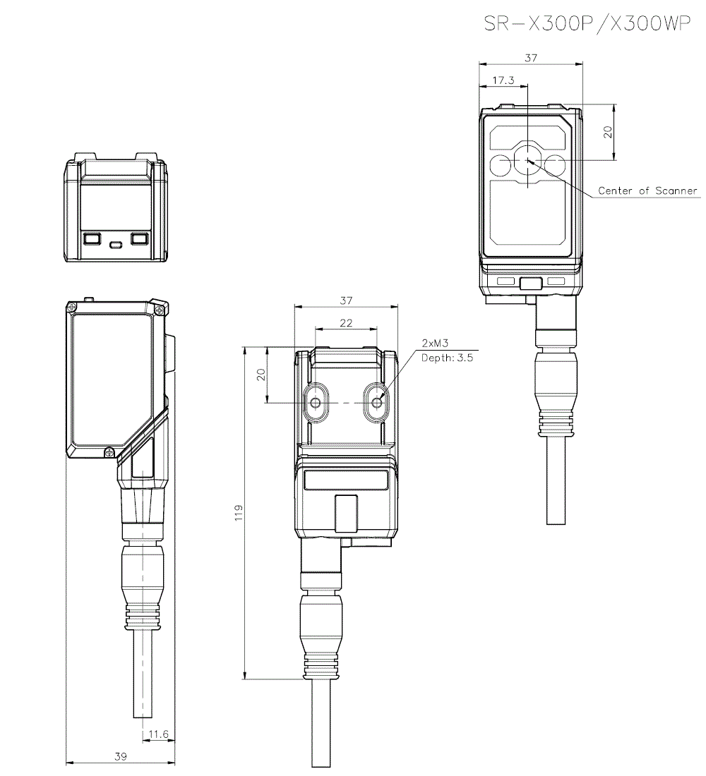 SR-X300P/Cable Dimension