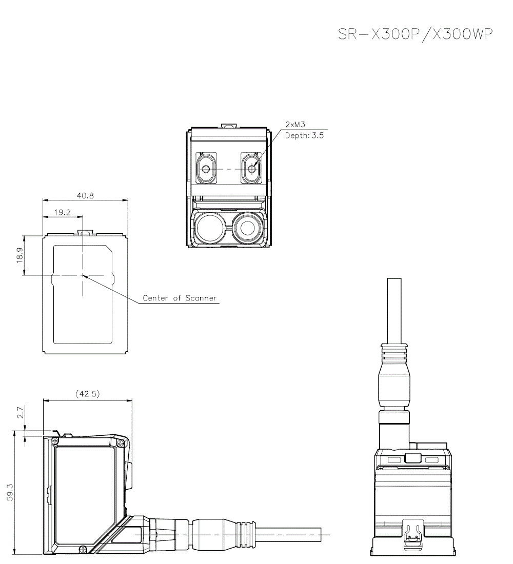 SR-X300P(Rotated)/SR-XESD Dimension