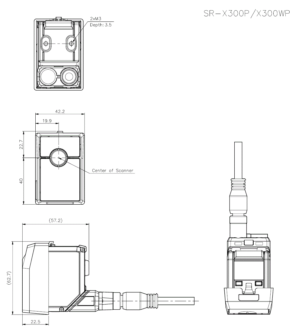 SR-X300P(Rotated)/SR-XHR Dimension