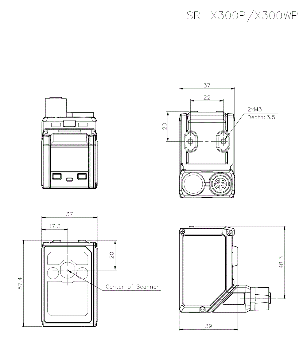 SR-X300P(Rotated)/SR-XLP Dimension