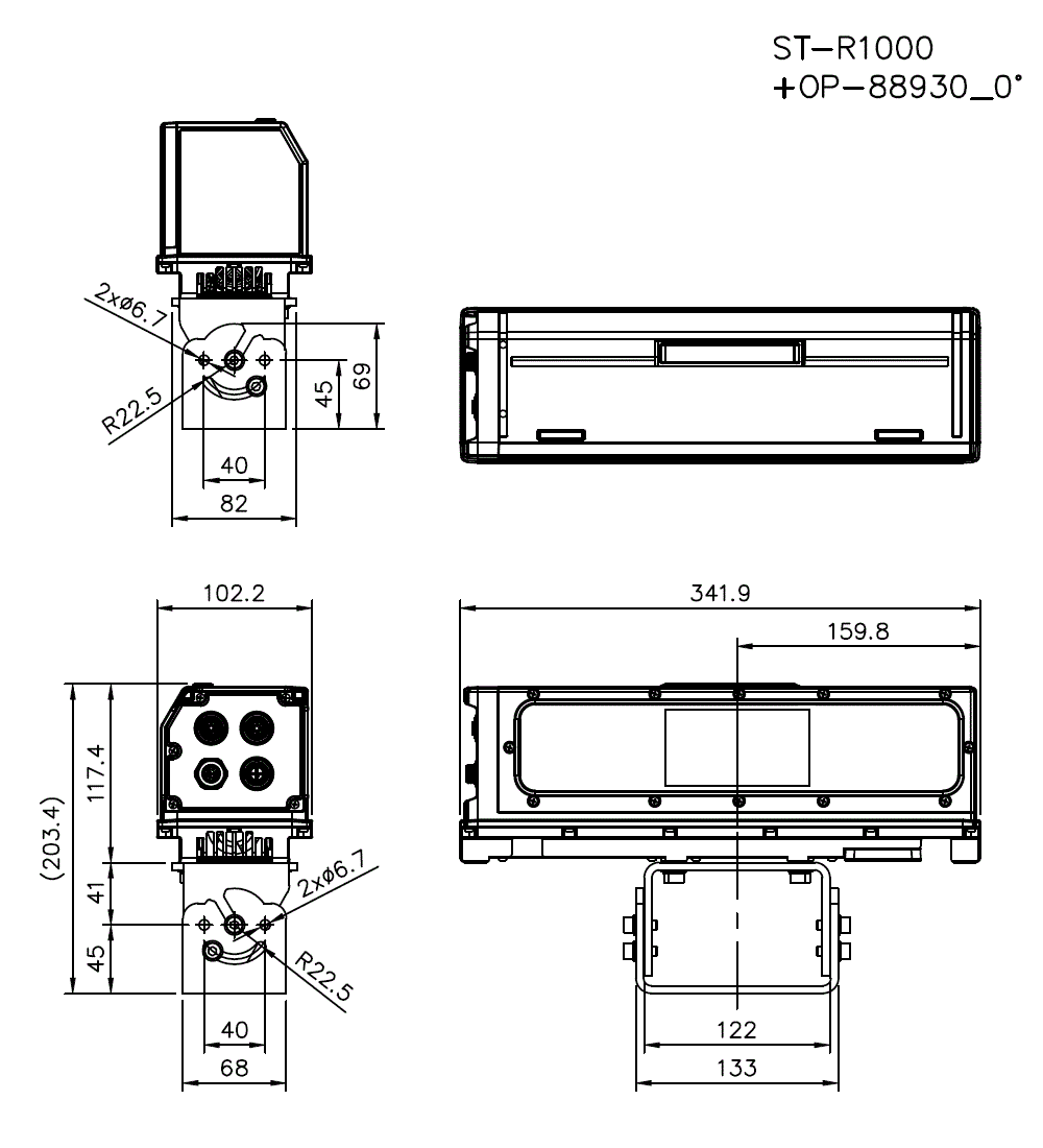 ST-R1000_BRACKET_0° Dimension