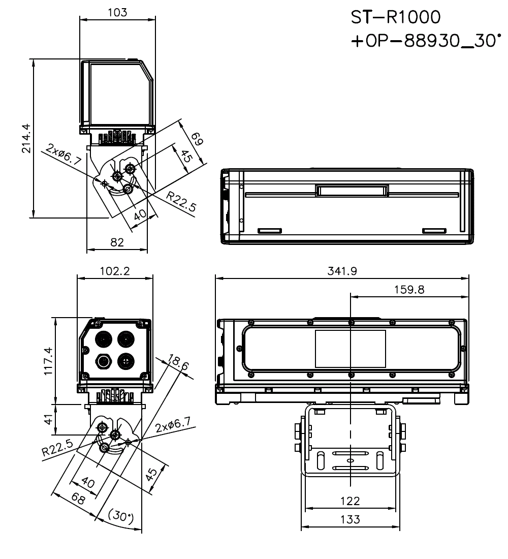 ST-R1000_BRACKET_30° Dimension