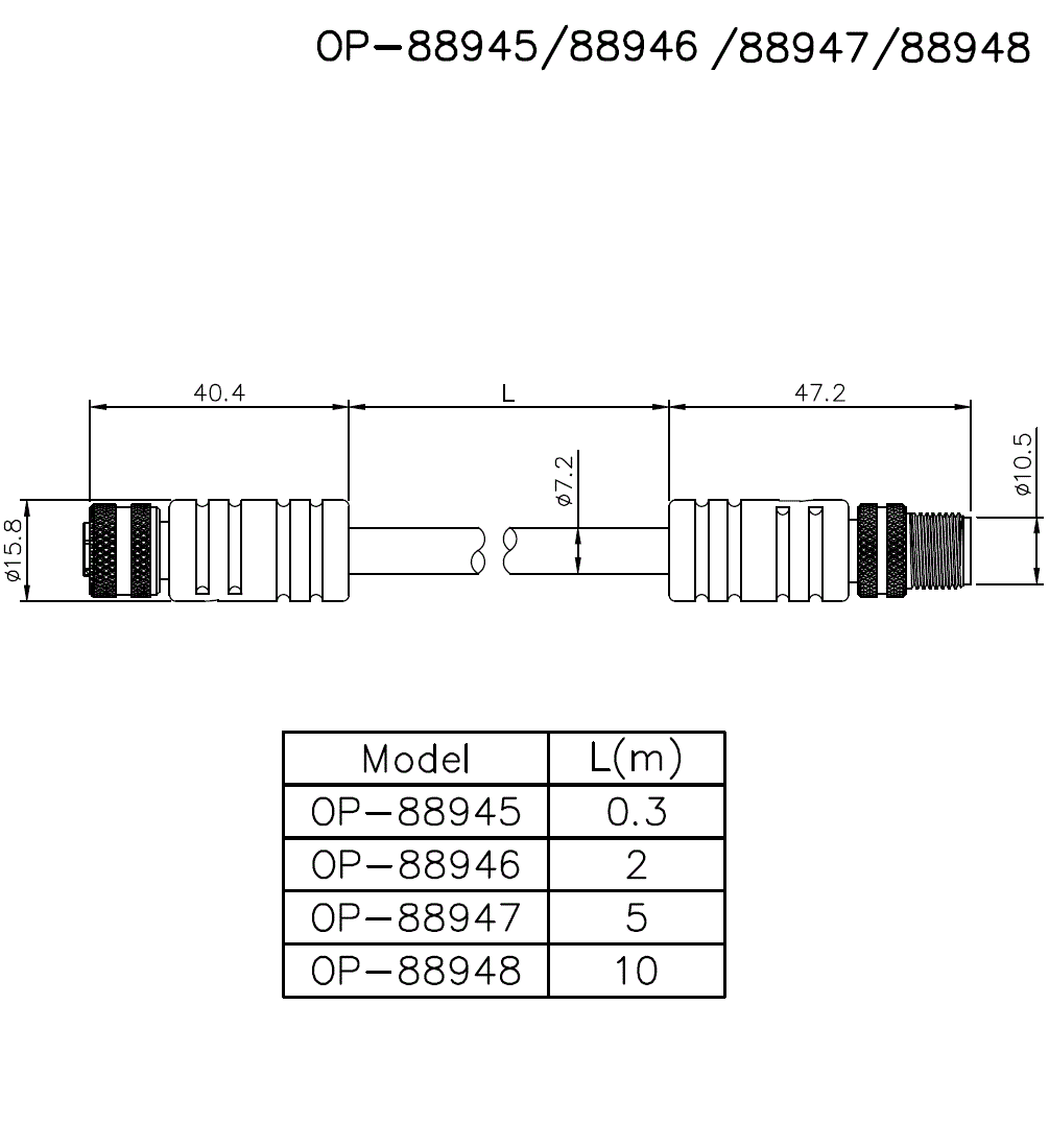 OP-88945/OP-88946/OP-88947/OP-88948 Dimension