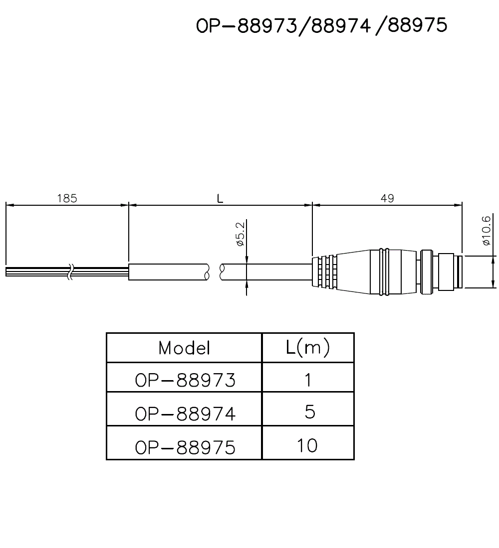 OP-88973/OP-88974/OP-88975 Dimension