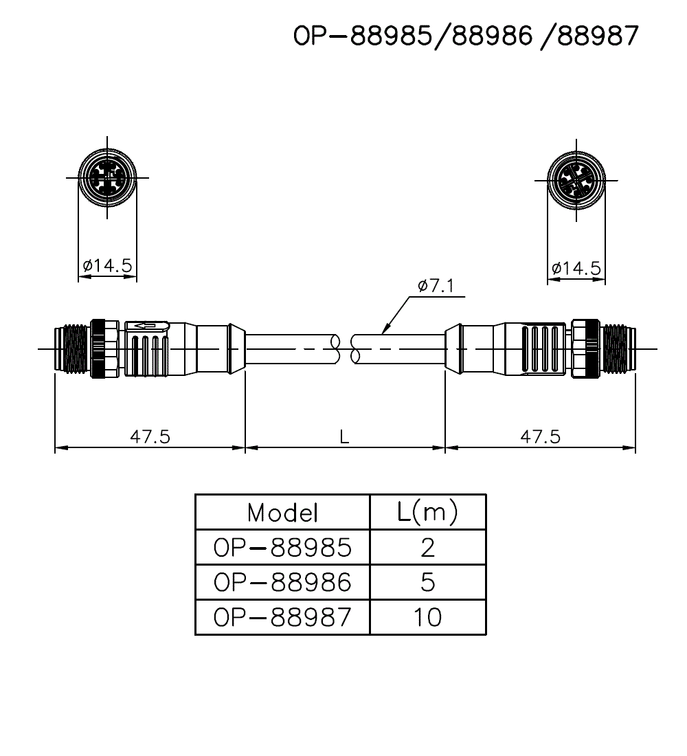 OP-88985/OP-88986/OP-88987 Dimension