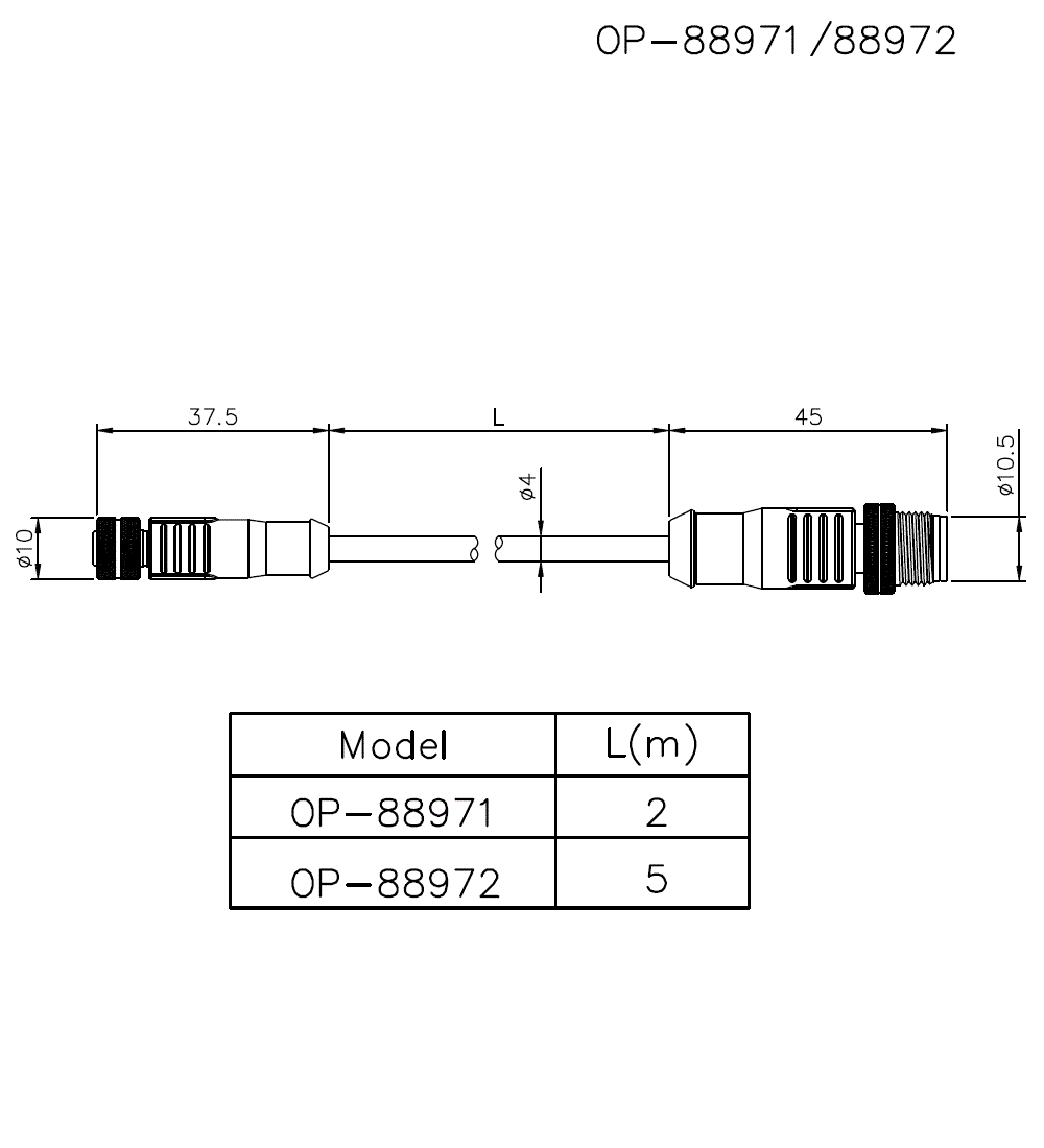 OP-88971/OP-88972 Dimension