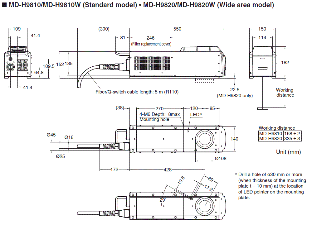 MD-H9800(W)/H9820(W) Dimension