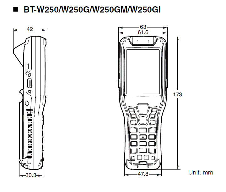 BT-W250/W250G/W250GM/W250GI Dimension